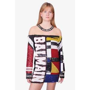 Balmain Multicolor Sequin Beaded Mini Dress